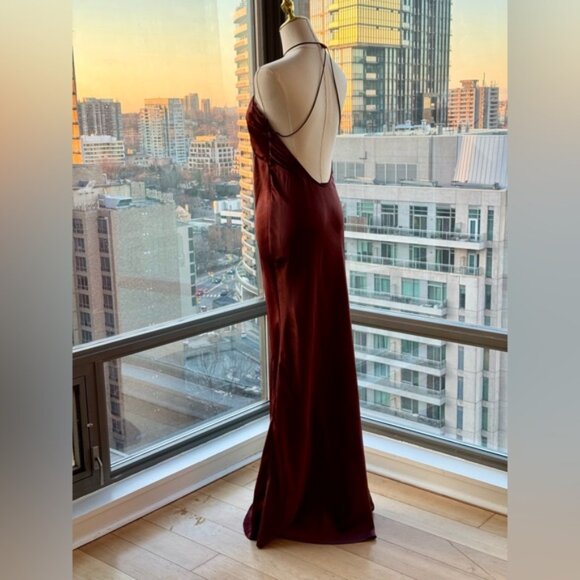 🆕 SELF PORTRAIT 🧿 NWOT Brown Satin Maxi Dress, Sz UK 10 / US 6 - Picture 10 of 16